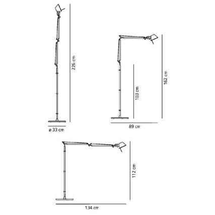 Artemide AR 0947010A+AR A012820 KOMPLET - Gulvlampe TOLOMEO BASCULANTE 1xE27/100W/230V