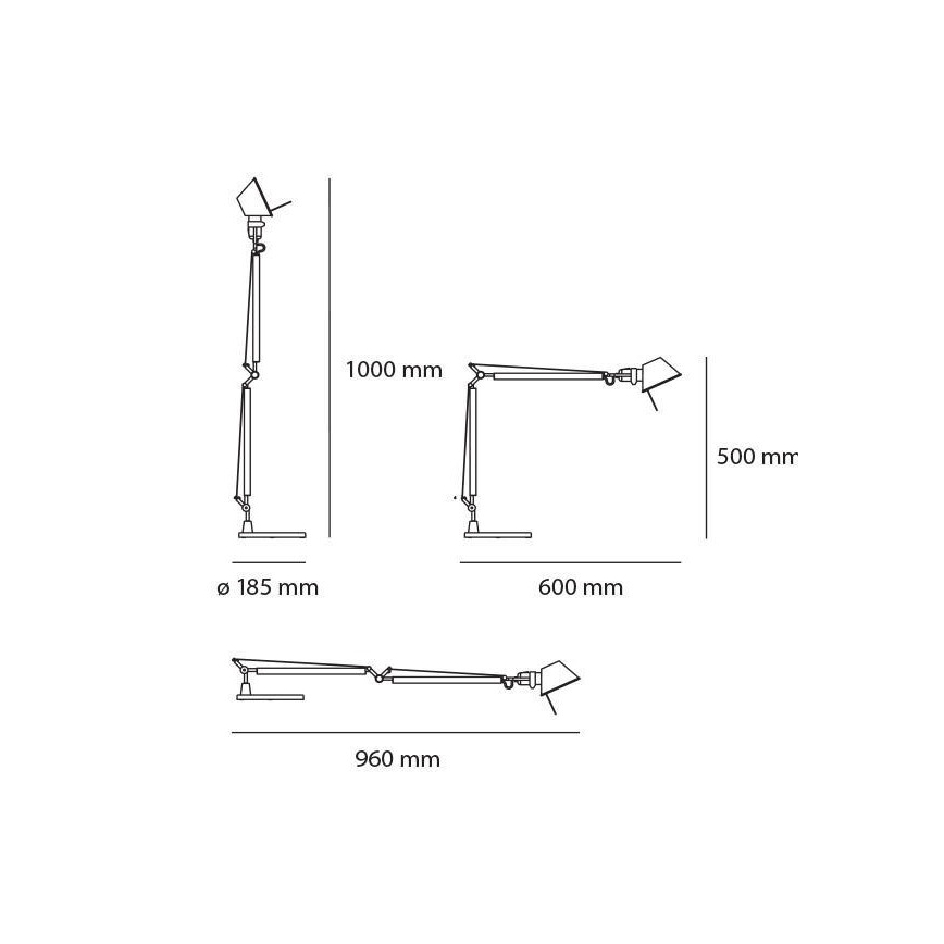 Artemide AR A015100+AR A003900 Komplet sæt - Dæmpbar LED-bordlampe TOLOMEO MIDI LED/9W/230V