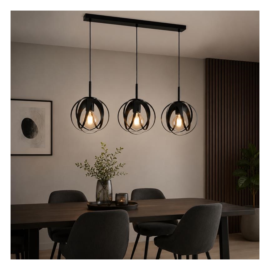 ASANI pendel med kabel 3xE27/15W/230V sort