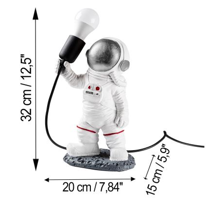 ASTRONAUT Børnelampe 1xE27/40W/230V sølv/hvid