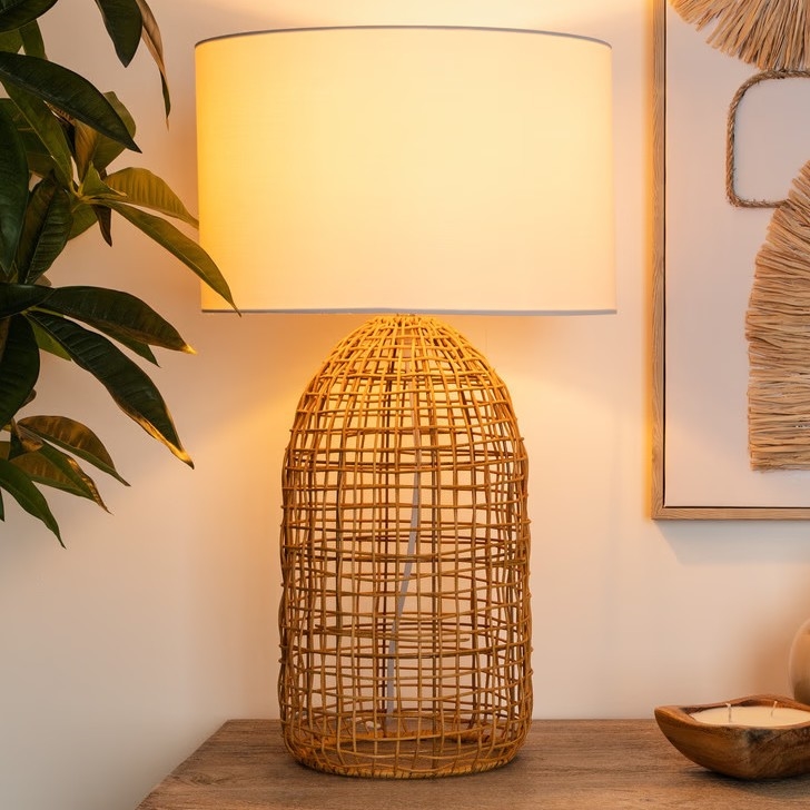 Atmosphera - Bordlampe KARLA 1xE27/25W/230V Rattan