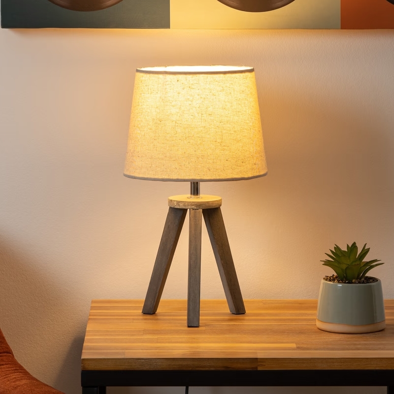 Atmosphera - Bordlampe MINI 1xE14/25W/230V fyrretræ/beige