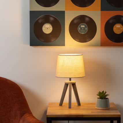 Atmosphera - Bordlampe MINI 1xE14/25W/230V fyrretræ/beige
