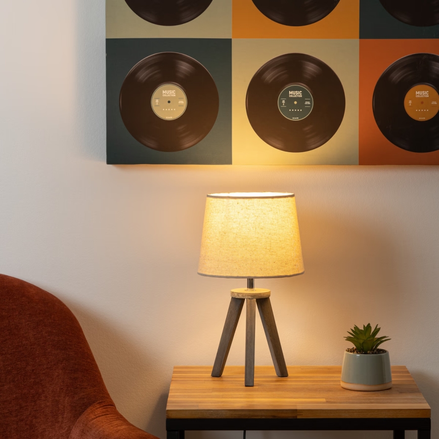 Atmosphera - Bordlampe MINI 1xE14/25W/230V fyrretræ/beige