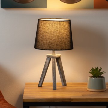 Atmosphera - Bordlampe MINI 1xE14/25W/230V fyrretræ/sort