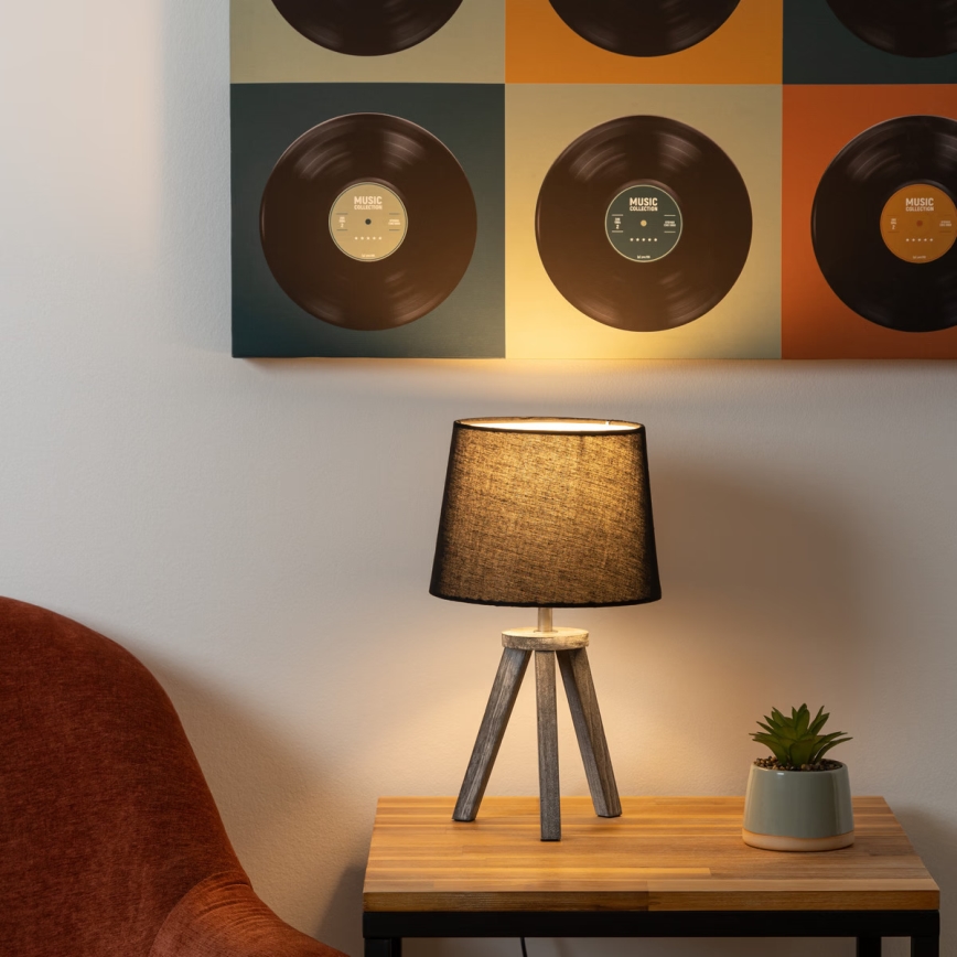Atmosphera - Bordlampe MINI 1xE14/25W/230V fyrretræ/sort
