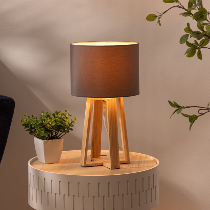 Atmosphera - Bordlampe MOLU 1xE27/25W/230V fyrretræ/grå