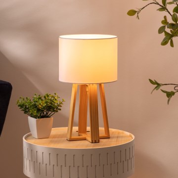 Atmosphera - Bordlampe MOLU 1xE27/25W/230V fyrretræ/hvid