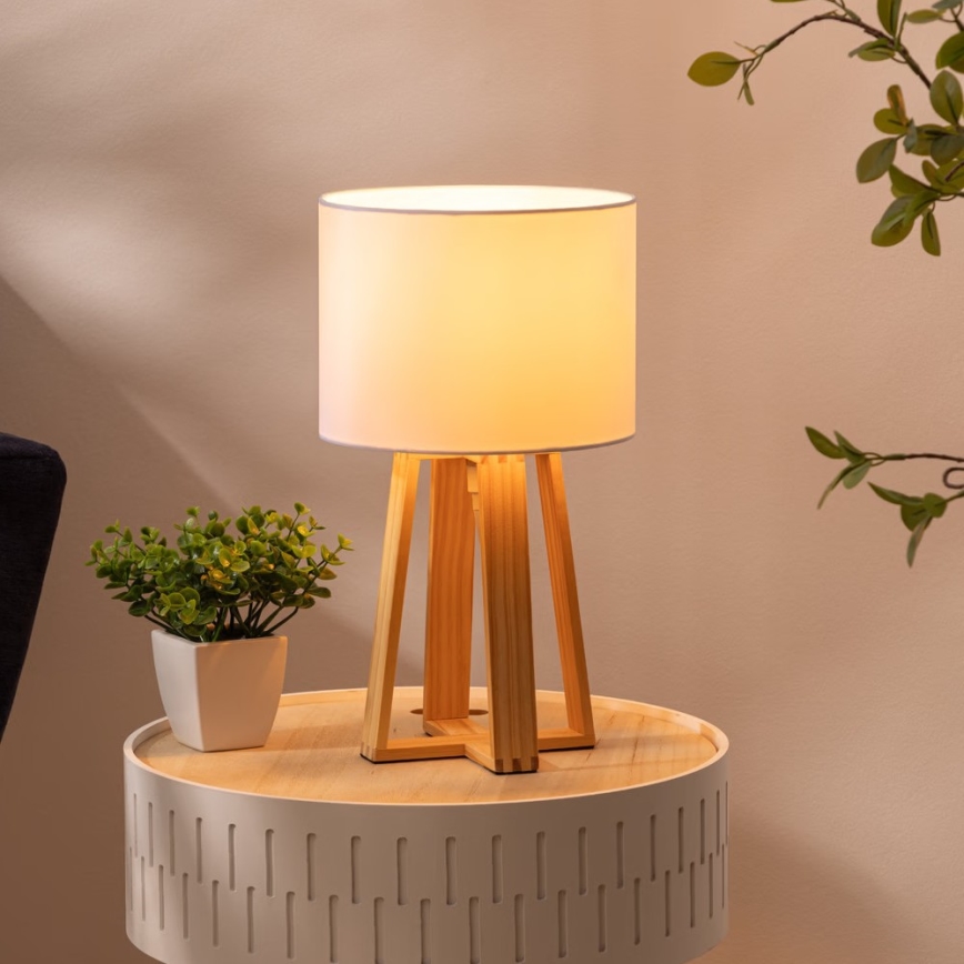 Atmosphera - Bordlampe MOLU 1xE27/25W/230V fyrretræ/hvid