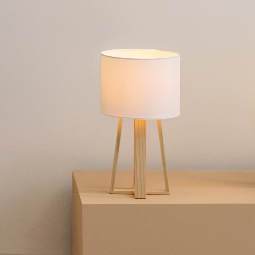 Atmosphera - Bordlampe MOLU 1xE27/25W/230V fyrretræ/hvid