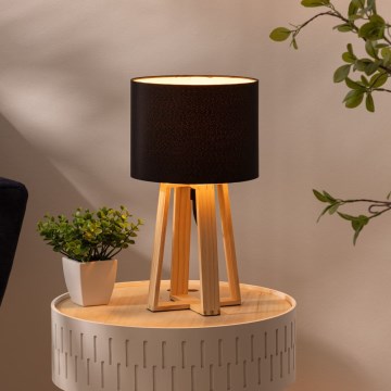 Atmosphera - Bordlampe MOLU 1xE27/25W/230V fyrretræ/sort