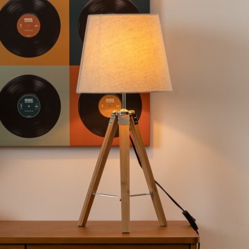 Atmosphera - Bordlampe RUNO 1xE27/25W/230V bambus/cremefarvet