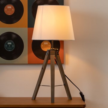 Atmosphera - Bordlampe RUNO 1xE27/25W/230V træ/hvid