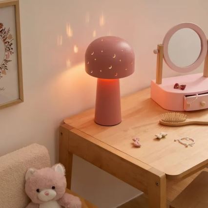 Atmosphera - Bordlampe til børn STARRY MUSHROOM 1xE14/25W/230V lyserød