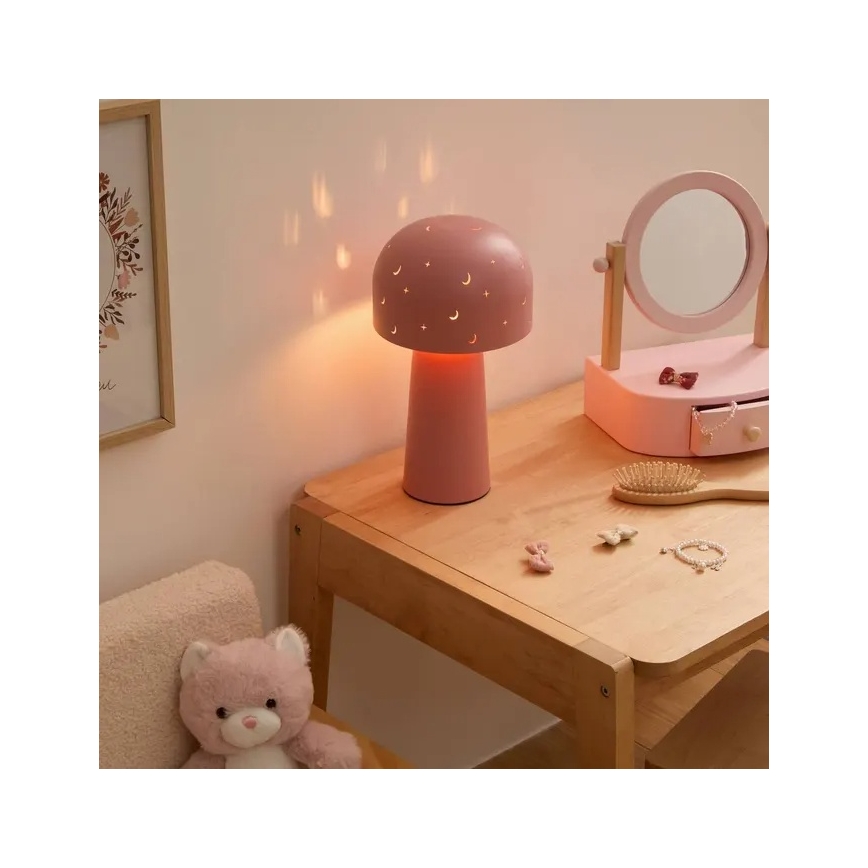 Atmosphera - Bordlampe til børn STARRY MUSHROOM 1xE14/25W/230V lyserød