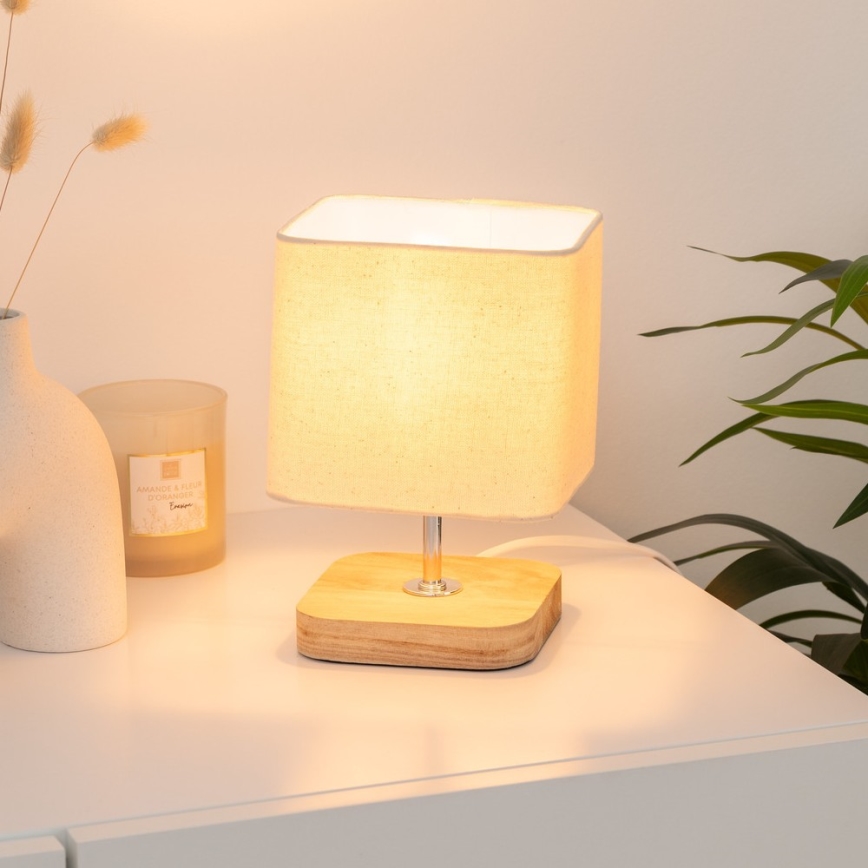 Atmosphera - Bordlampe TOXEY 1xE14/25W/230V fyrretræ/beige