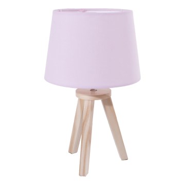 Atmosphera - Bordlampe TRIPOD 1xE14/40W/230V fyrretræ/lyserød