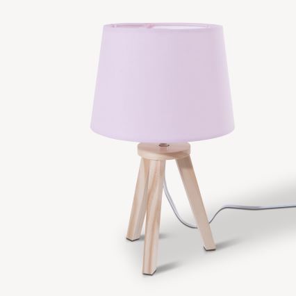Atmosphera - Bordlampe TRIPOD 1xE14/40W/230V fyrretræ/lyserød