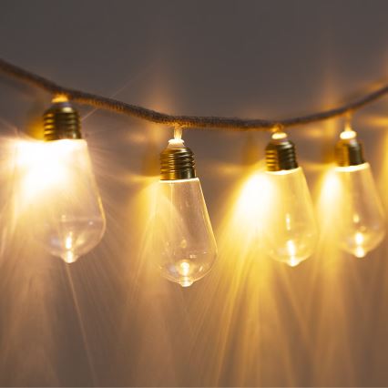 Atmosphera - Dekorativ LED lyskæde GUIRLANDE 10xLED/2xAA 1,65 m varm hvid