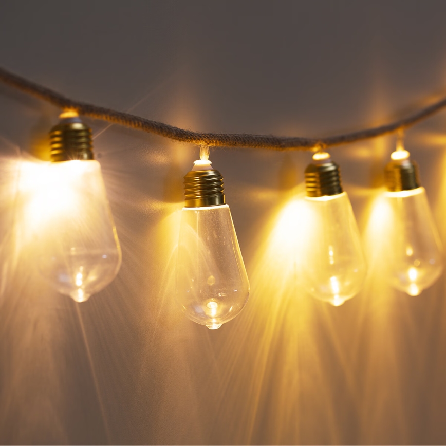 Atmosphera - Dekorativ LED lyskæde GUIRLANDE 10xLED/2xAA 1,65 m varm hvid