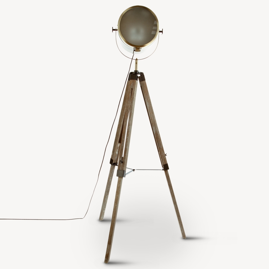 Atmosphera - Gulvlampe EBOR 1xE27/25W/230V fyrretræ/messing