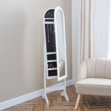 Atmosphera - Gulvspejl med smykkeskrin LEXY 158x38 cm, hvid