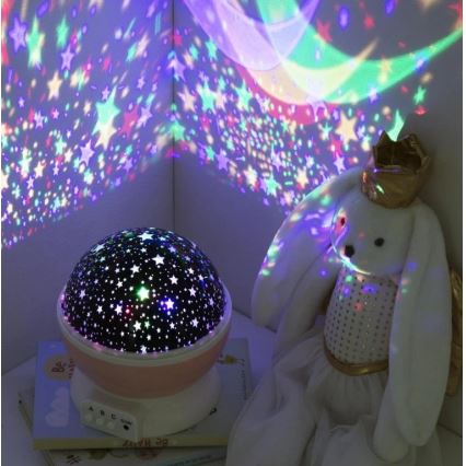 Atmosphera - LED børneprojektor 3xAA lyserød