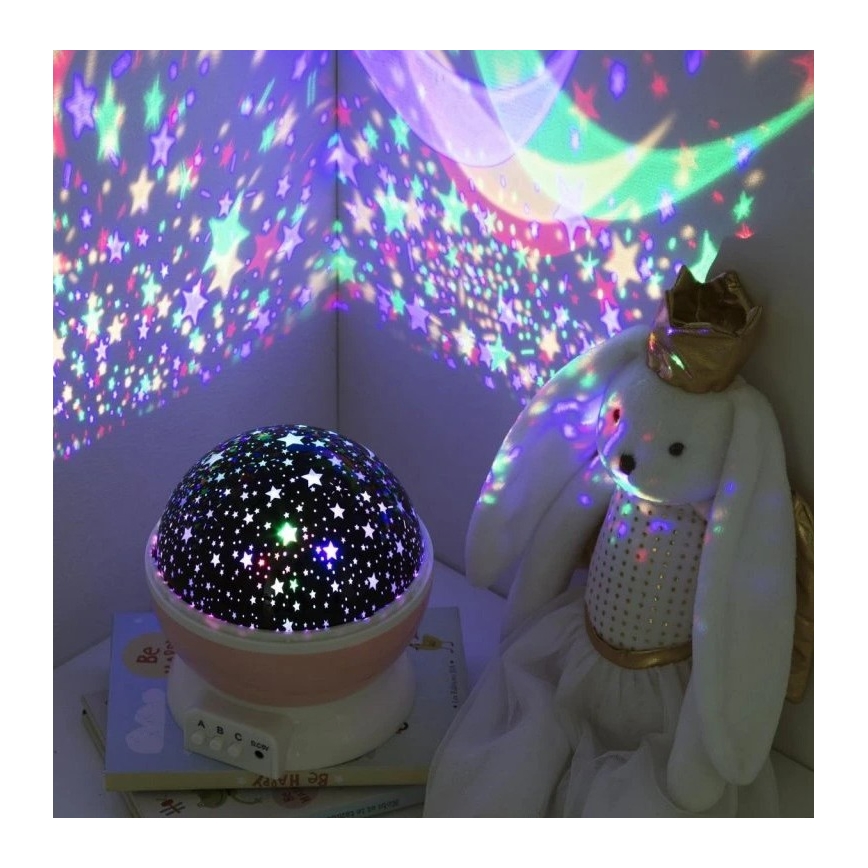 Atmosphera - LED børneprojektor 3xAA lyserød