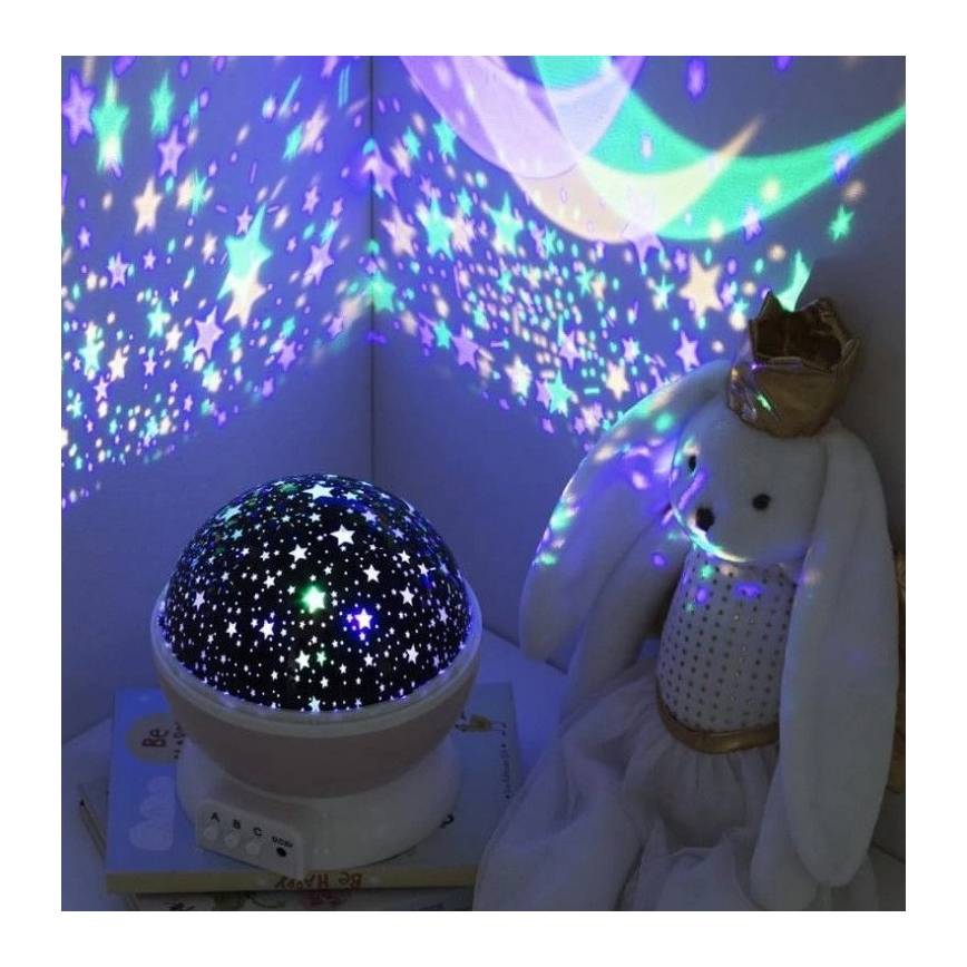 Atmosphera - LED børneprojektor 3xAA lyserød