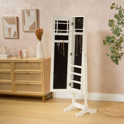 Atmosphera - Stående spejl med smykkeskrin KRISTIN 146,8x37 cm hvid