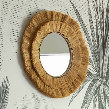 Atmosphera - Vægspejl ALBA diameter 57 cm Raffia