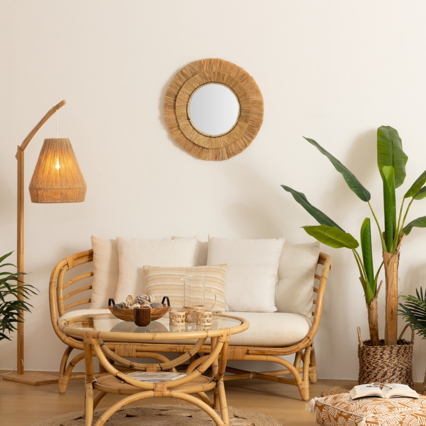 Atmosphera - Vægspejl ALBA diameter 57 cm Raffia