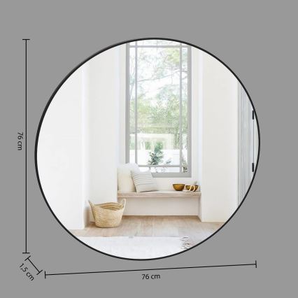 Atmosphera - Vægspejl ALICE diameter 76 cm sort