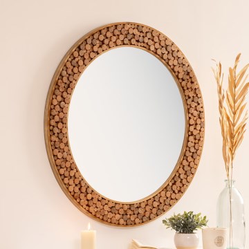 Atmosphera - Vægspejl ANOKI diameter 99 cm eukalyptus