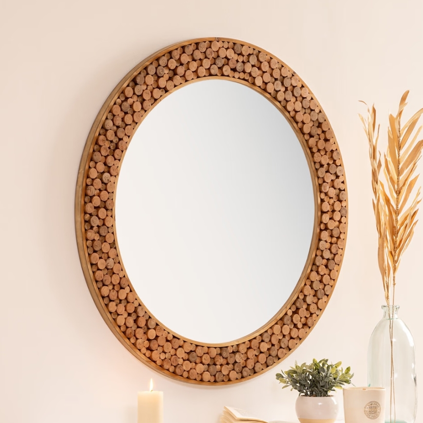 Atmosphera - Vægspejl ANOKI diameter 99 cm eukalyptus