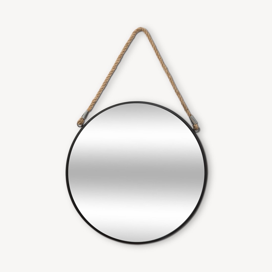 Atmosphera - Vægspejl EDEN diameter 38 cm sort