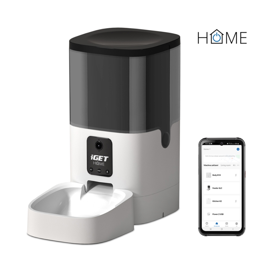 Automatisk foderdispenser med mikrofon og kamera 6l/230V Wi-Fi