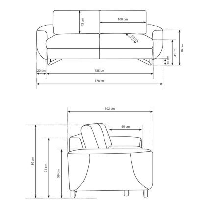 AVESTA 2-personers sofa, grå