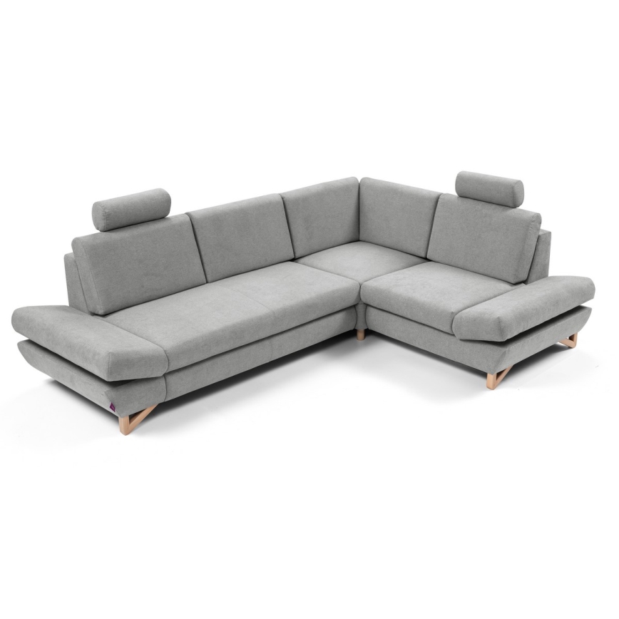 Udfoldelig polstret hjørnesofa i L-form med opbevaringsrum AVESTA, højrevendt, grå