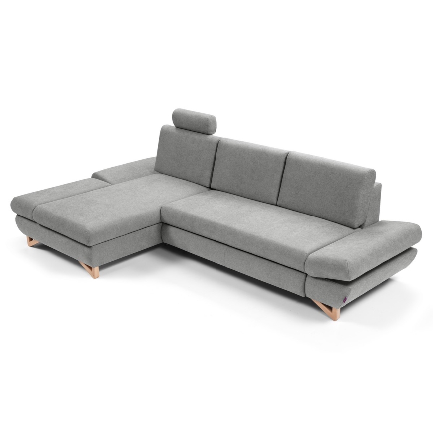 Polstret hjørnesofa med sovefunktion og opbevaring, L-formet AVESTA, venstrevendt, grå