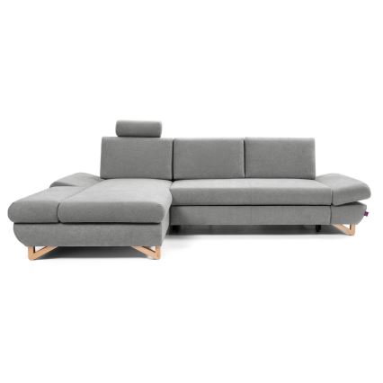Polstret hjørnesofa med sovefunktion og opbevaring, L-formet AVESTA, venstrevendt, grå