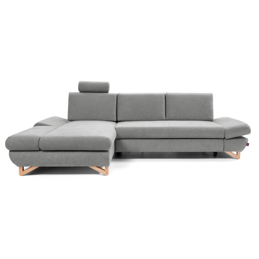 Polstret hjørnesofa med sovefunktion og opbevaring, L-formet AVESTA, venstrevendt, grå