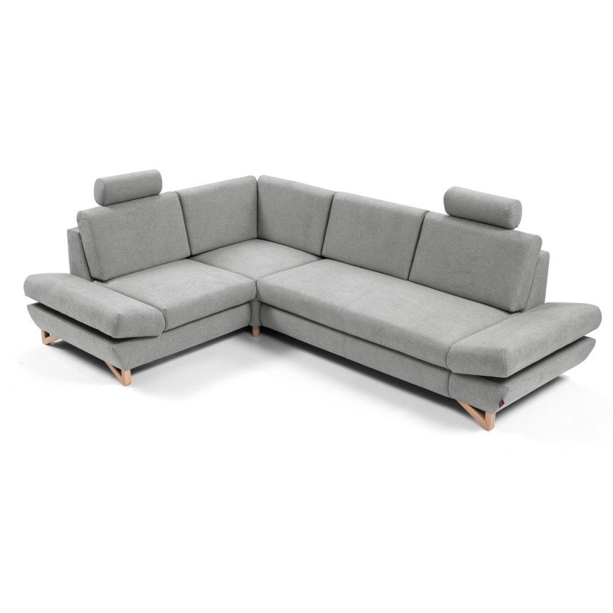 AVESTA L-formet udtrækbar polstret hjørnesofa med opbevaring, venstrevendt, grå