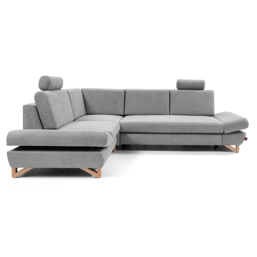 AVESTA L-formet udtrækbar polstret hjørnesofa med opbevaring, venstrevendt, grå