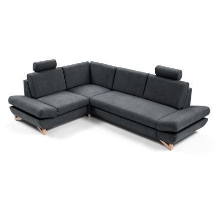 AVESTA venstrevendt L-formet polstret hjørnesofa med udtrækbar funktion og opbevaringsrum, antracit