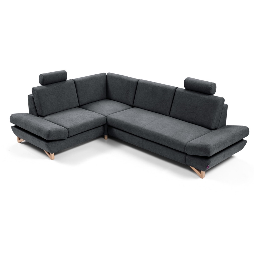 AVESTA venstrevendt L-formet polstret hjørnesofa med udtrækbar funktion og opbevaringsrum, antracit