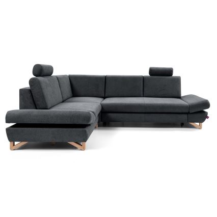 AVESTA venstrevendt L-formet polstret hjørnesofa med udtrækbar funktion og opbevaringsrum, antracit
