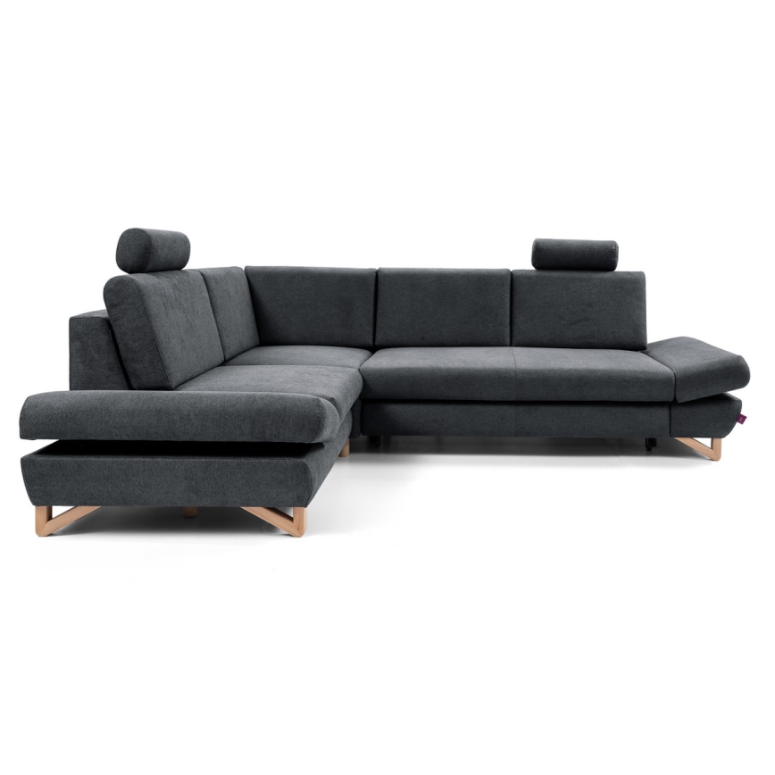 AVESTA venstrevendt L-formet polstret hjørnesofa med udtrækbar funktion og opbevaringsrum, antracit