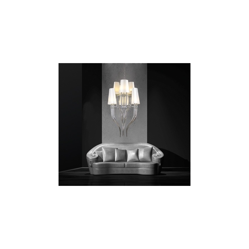 Azzardo AZ0173 - Lysekrone i snor DIABLO 12xE14/11W/230V hvid
