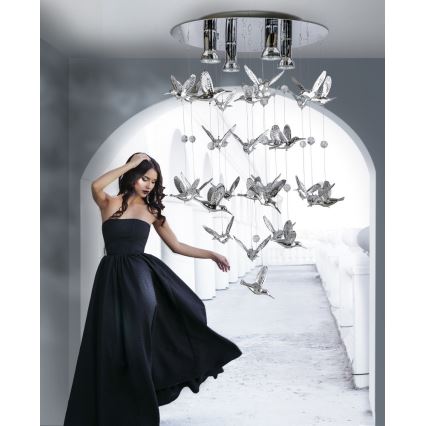 Azzardo AZ2449 - Lysekrone i en snor BIRDS 4xGU10/40W/230V